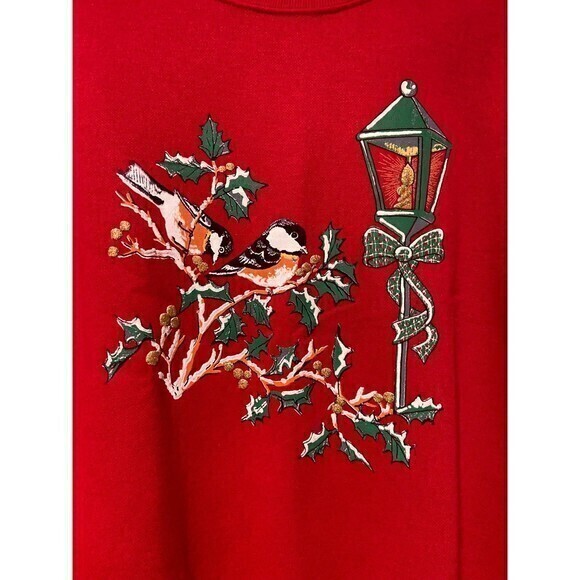 Vintage Blair Women's Red Christmas Winter‎ Bird Sweater large - Picture 2 of 7